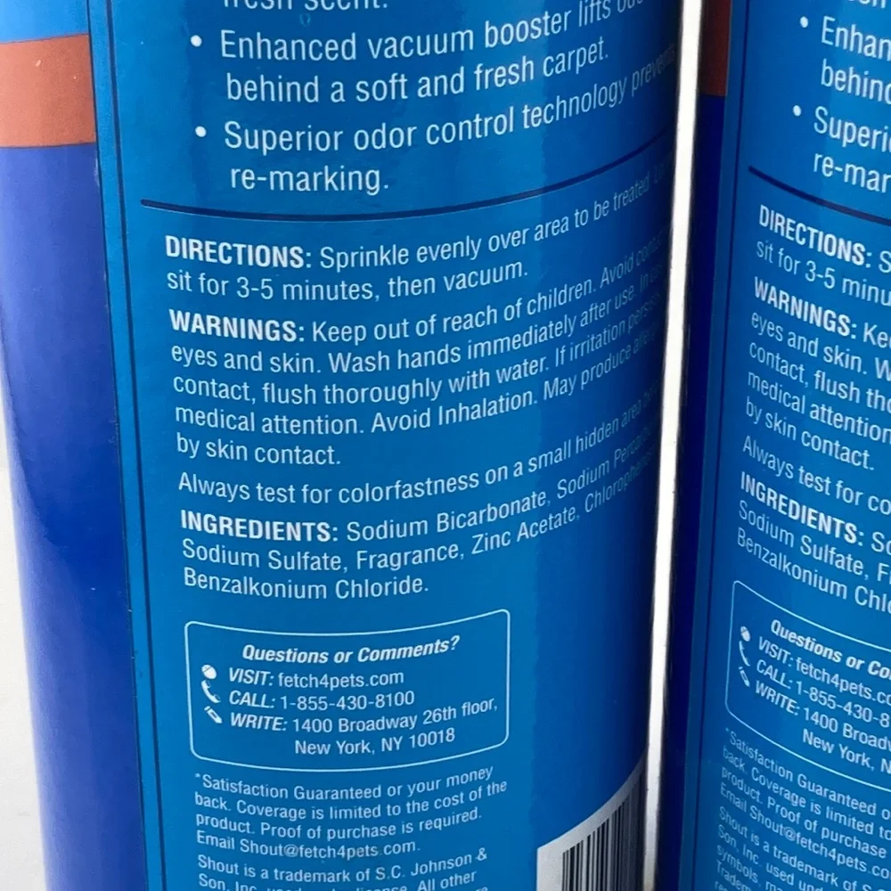 2) Shout Cats Oxy Odor Eliminating Carpet Powder Fresh Scent 18oz
